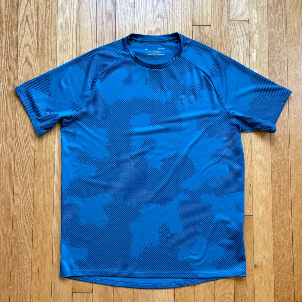 Under Armour Men’s Tech Tee Crewneck Short Sleeve T-Shirt Large Blue Unique